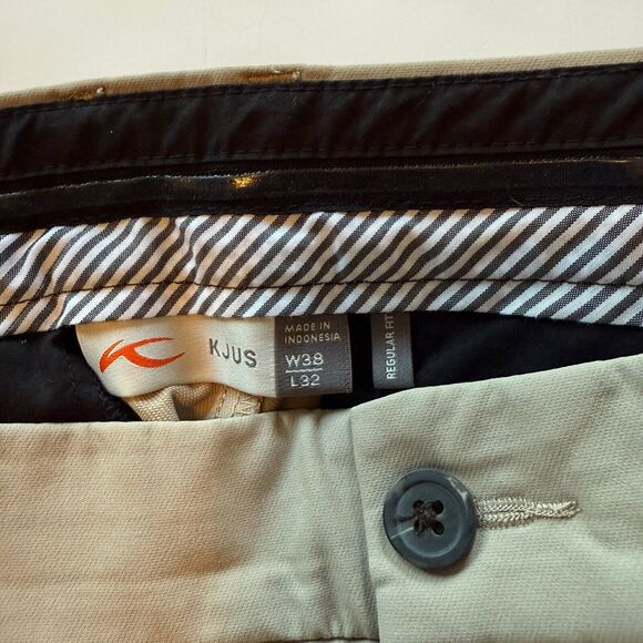 KJUS Ike Performance Golf Pants Men's Size 38x32 Chino 5-Pocket Tan Khaki - Picture 5 of 10